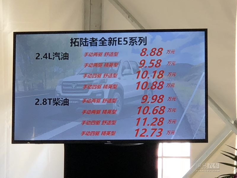 拓陆者S 6AT拓陆者E5上市 售8.88万起