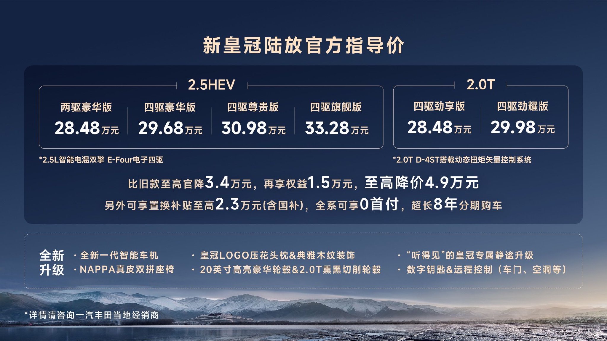 一汽丰田新款皇冠陆放售价28.48万起 配置升级