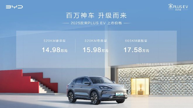 2025款宋PLUS EV售14.98万元起上市