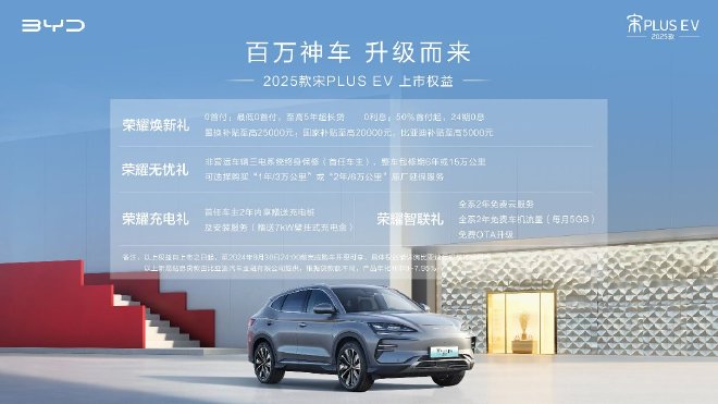 2025款宋PLUS EV售14.98万元起上市