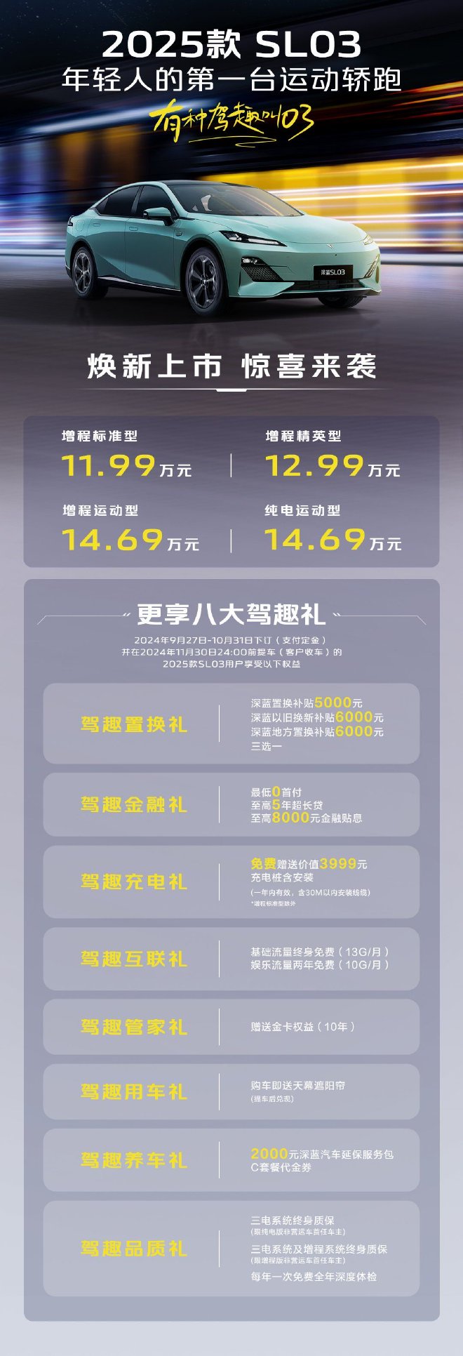 深蓝2025款SL03焕新售价11.99-14.69万元上市